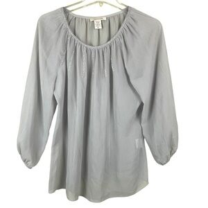 Covington Sheer Poet Top Top With Rhinestone Embezzlement Size Small